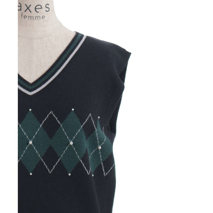 パール付アーガイルベスト | axes femme | 詳細画像26 