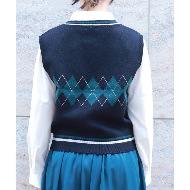 パール付アーガイルベスト | axes femme | 詳細画像3 