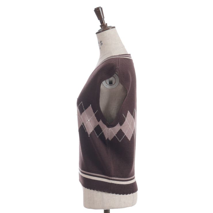 パール付アーガイルベスト | axes femme | 詳細画像7 