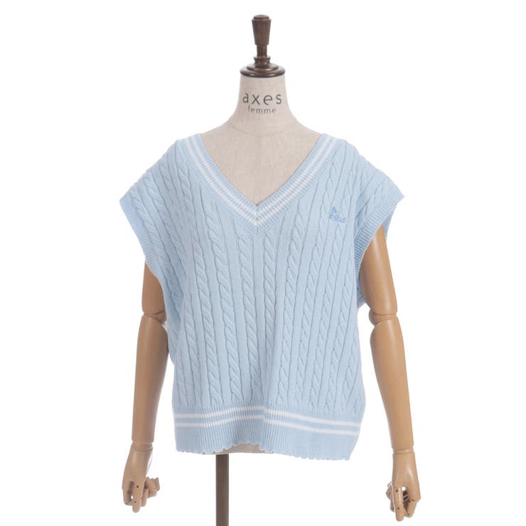 刺繍入りチルデンニットベスト | axes femme | 詳細画像10 