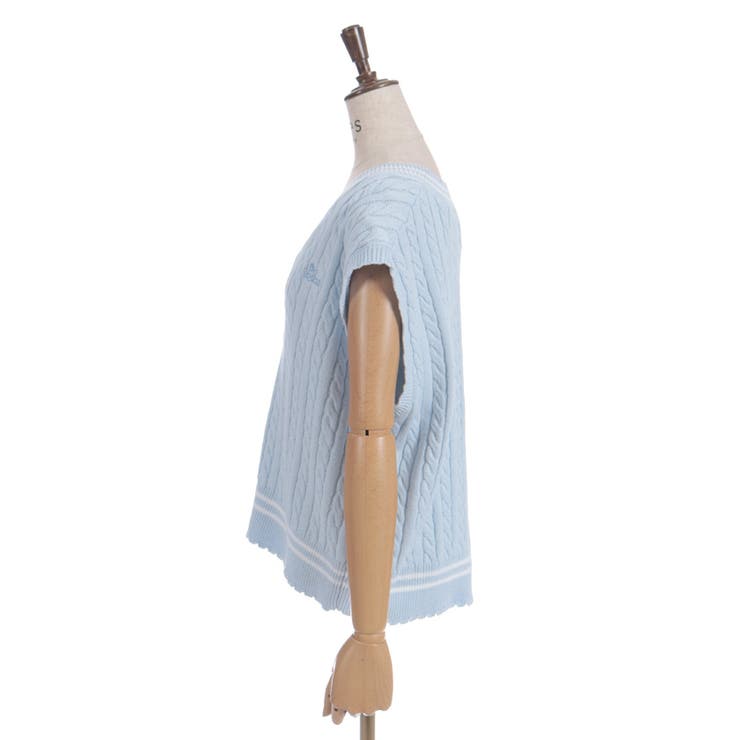 刺繍入りチルデンニットベスト | axes femme | 詳細画像11 