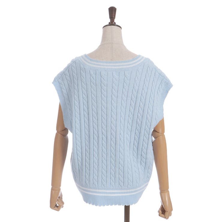 刺繍入りチルデンニットベスト | axes femme | 詳細画像12 