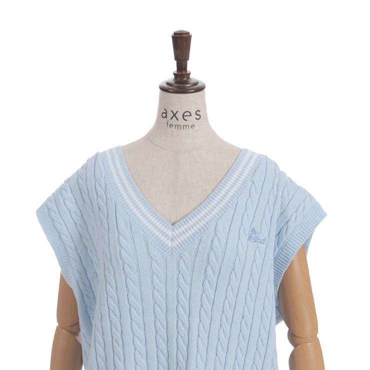 刺繍入りチルデンニットベスト | axes femme | 詳細画像13 