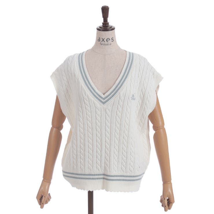 刺繍入りチルデンニットベスト | axes femme | 詳細画像16 