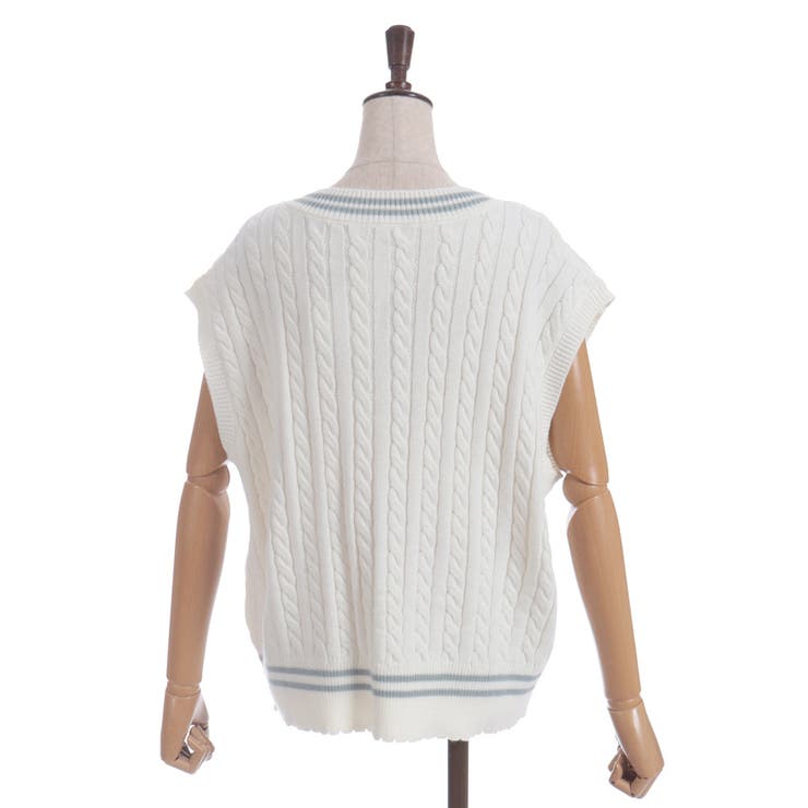 刺繍入りチルデンニットベスト | axes femme | 詳細画像18 