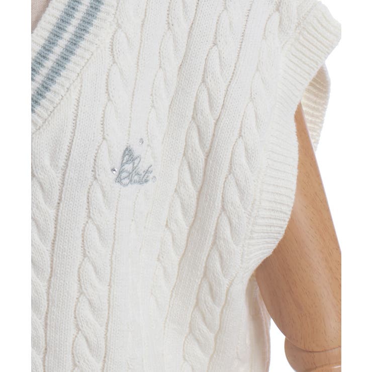 刺繍入りチルデンニットベスト | axes femme | 詳細画像21 