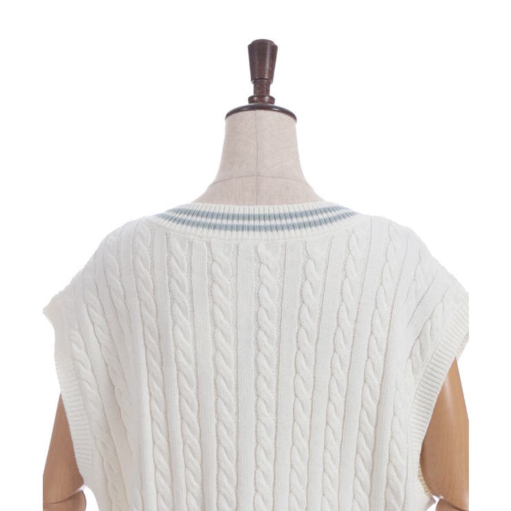 刺繍入りチルデンニットベスト | axes femme | 詳細画像22 