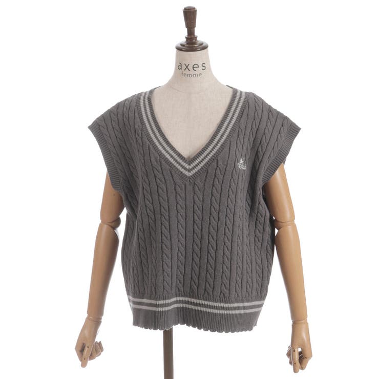 刺繍入りチルデンニットベスト | axes femme | 詳細画像23 