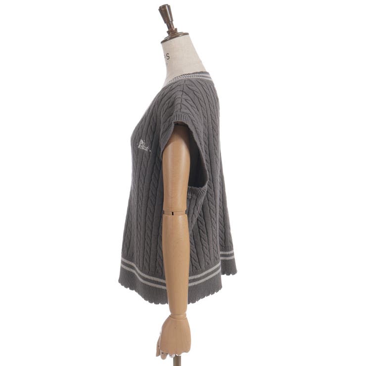 刺繍入りチルデンニットベスト | axes femme | 詳細画像24 