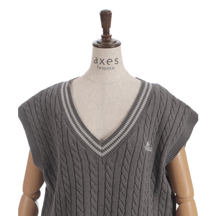 刺繍入りチルデンニットベスト | axes femme | 詳細画像26 