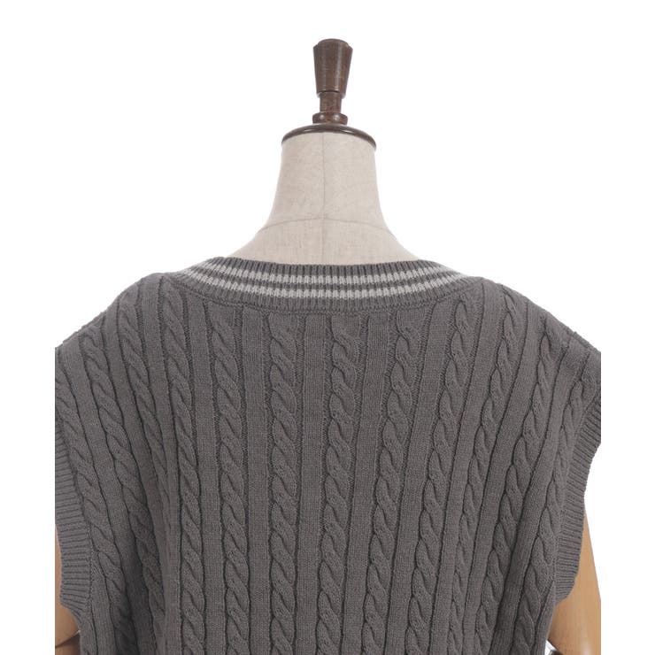 刺繍入りチルデンニットベスト | axes femme | 詳細画像28 