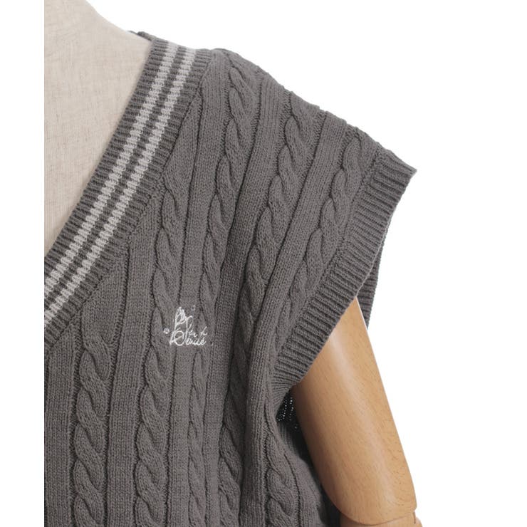 刺繍入りチルデンニットベスト | axes femme | 詳細画像29 