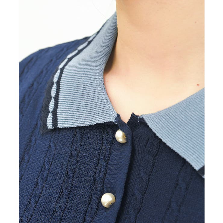 刺繍入り配色襟ニットポロ | axes femme | 詳細画像11 