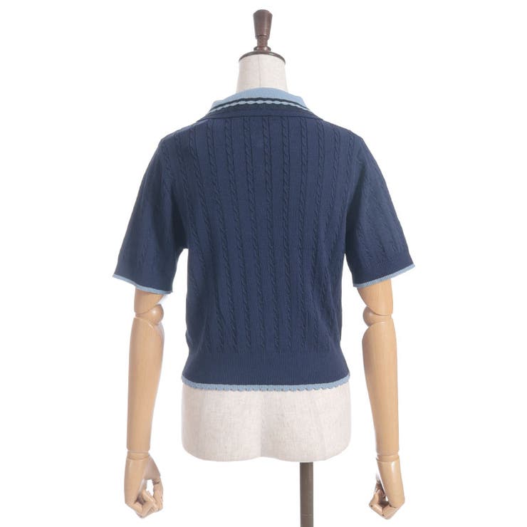 刺繍入り配色襟ニットポロ | axes femme | 詳細画像14 