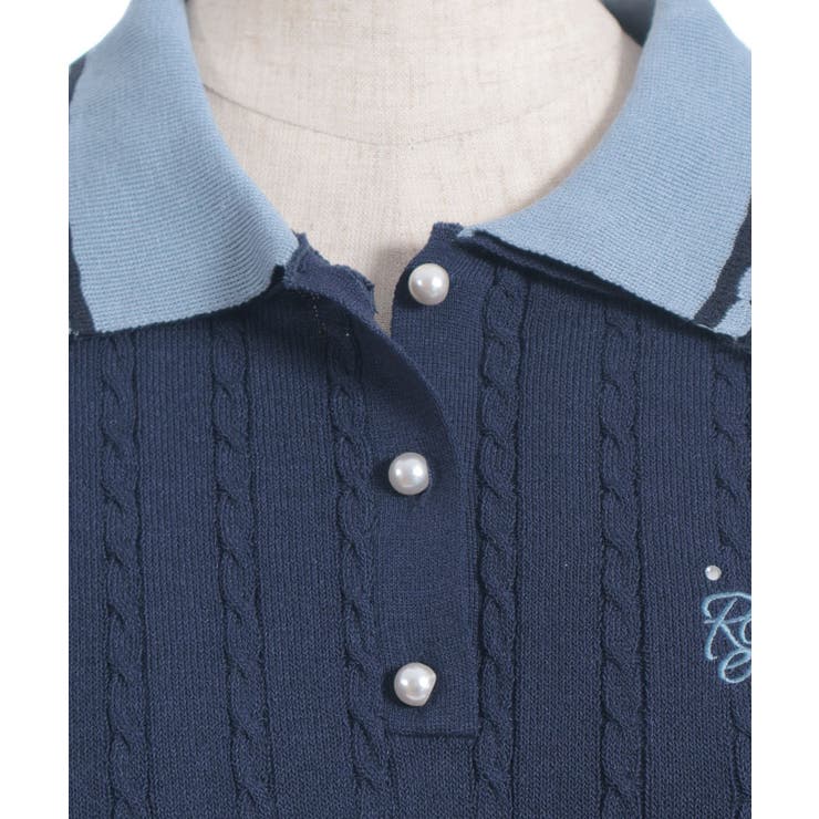 刺繍入り配色襟ニットポロ | axes femme | 詳細画像16 