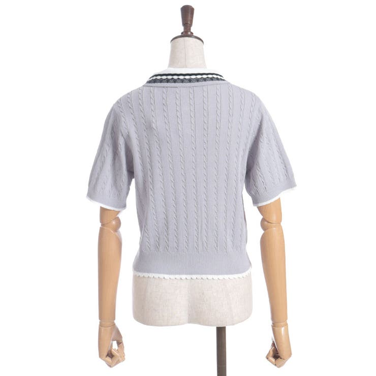 刺繍入り配色襟ニットポロ | axes femme | 詳細画像27 