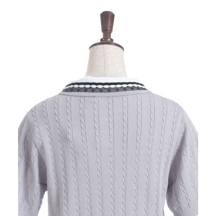 刺繍入り配色襟ニットポロ | axes femme | 詳細画像30 