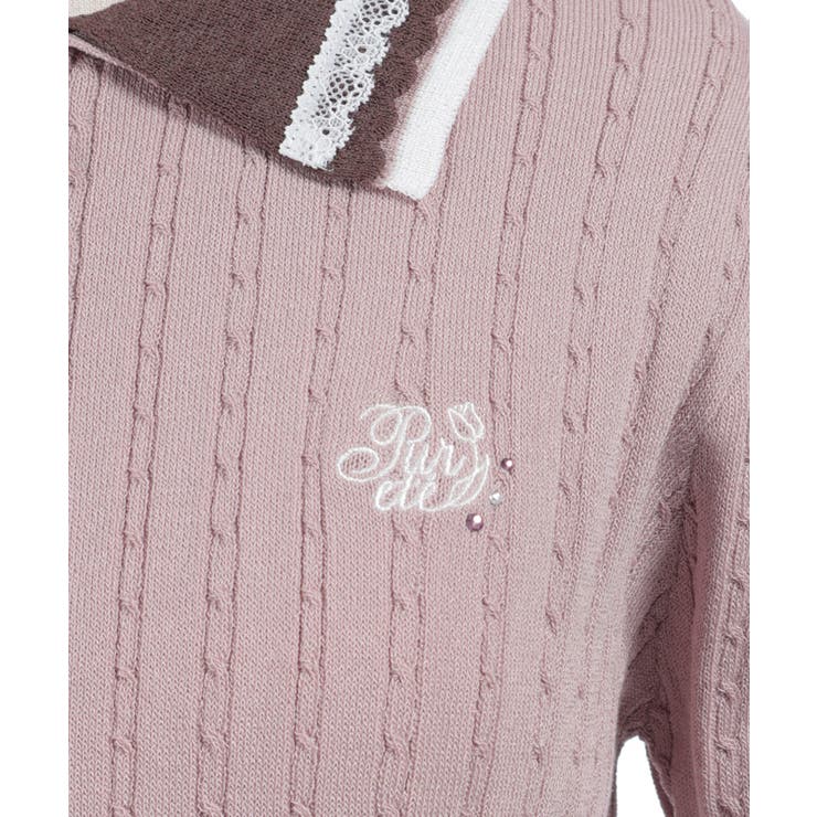 刺繍入りジップニットポロ | axes femme | 詳細画像30 