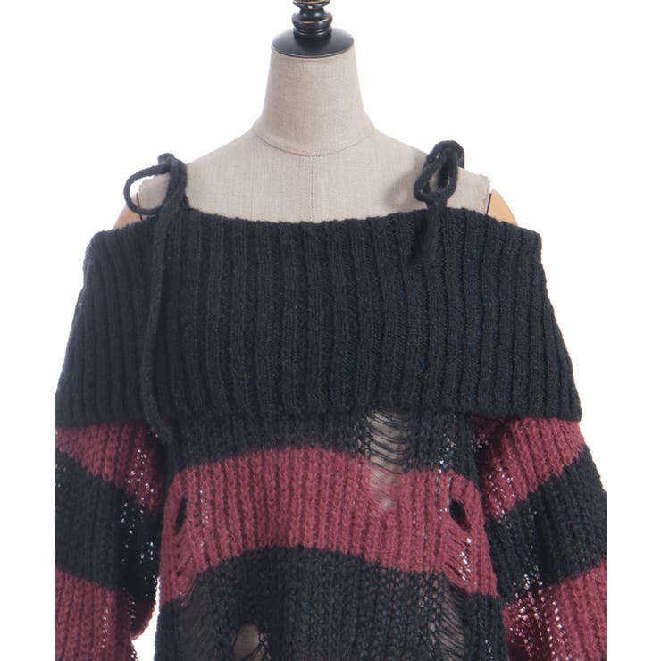 ボーダーオフショルニットプルオーバー | axes femme | 詳細画像12 