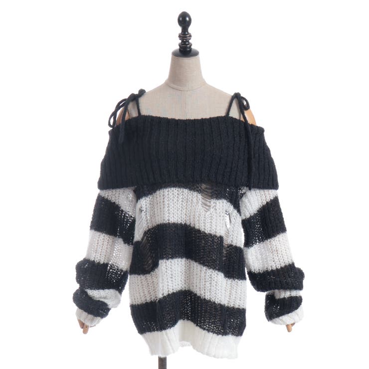 ボーダーオフショルニットプルオーバー | axes femme | 詳細画像16 