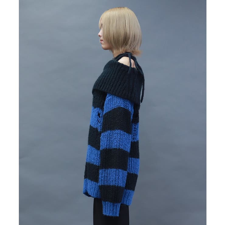 ボーダーオフショルニットプルオーバー | axes femme | 詳細画像2 