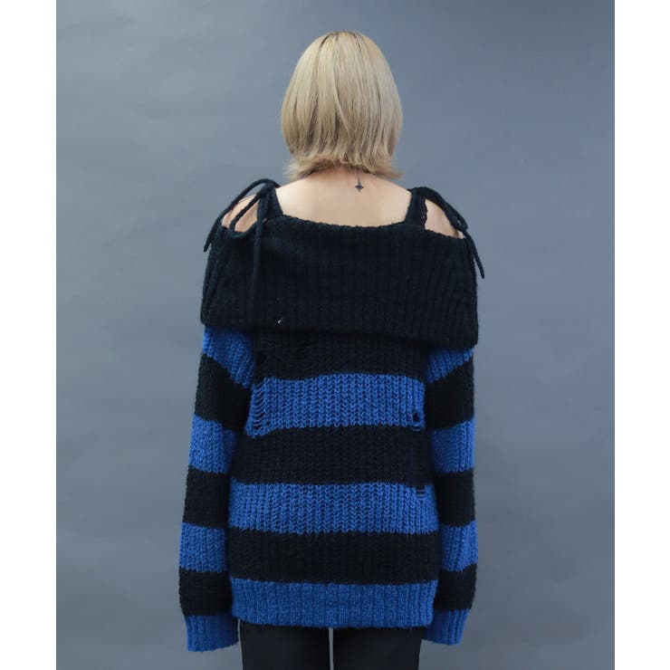 ボーダーオフショルニットプルオーバー | axes femme | 詳細画像3 