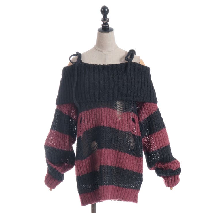 ボーダーオフショルニットプルオーバー | axes femme | 詳細画像9 