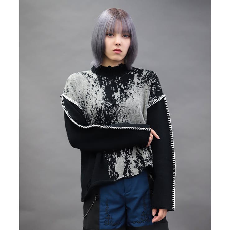 黒 | ダメージニットプルオーバー | axes femme