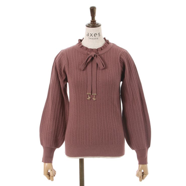 機能付きチャームリボンニット[品番：IGAW0004273]｜axes femme