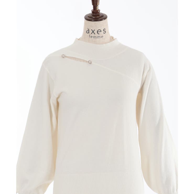 カットアウトハイネックニット[品番：IGAW0004337]｜axes femme