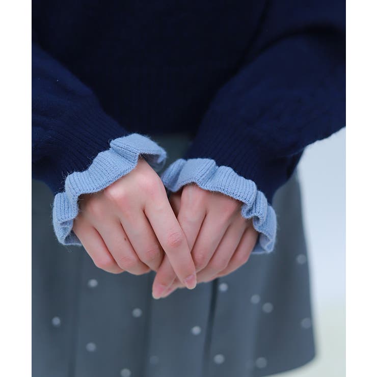 ＰＱ刺繍バイカラーポロニット | axes femme | 詳細画像10 