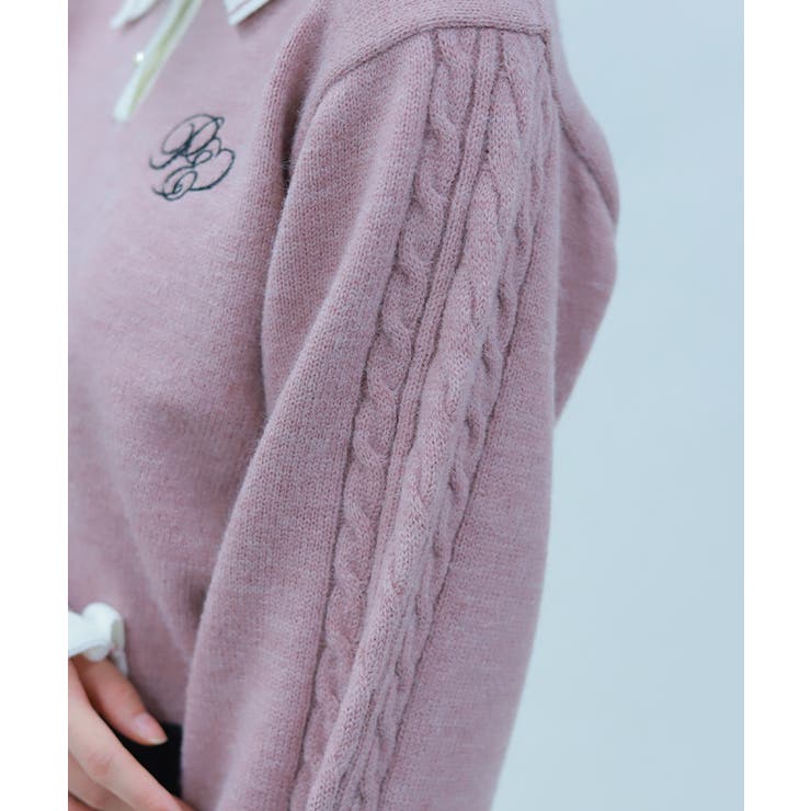 ＰＱ刺繍バイカラーポロニット | axes femme | 詳細画像11 