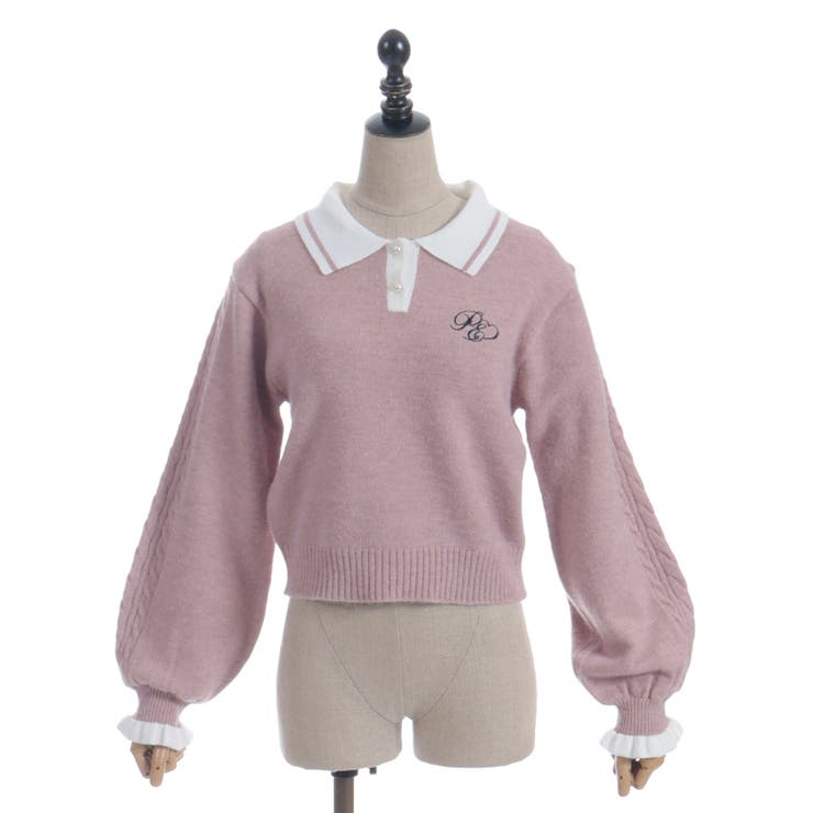 ＰＱ刺繍バイカラーポロニット | axes femme | 詳細画像12 