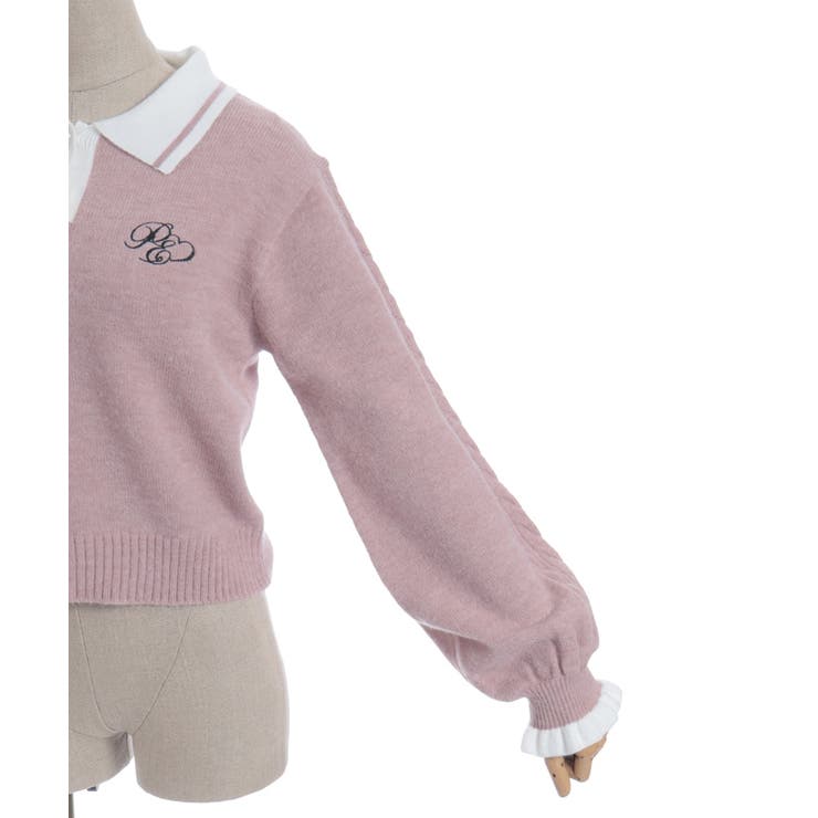 ＰＱ刺繍バイカラーポロニット | axes femme | 詳細画像16 