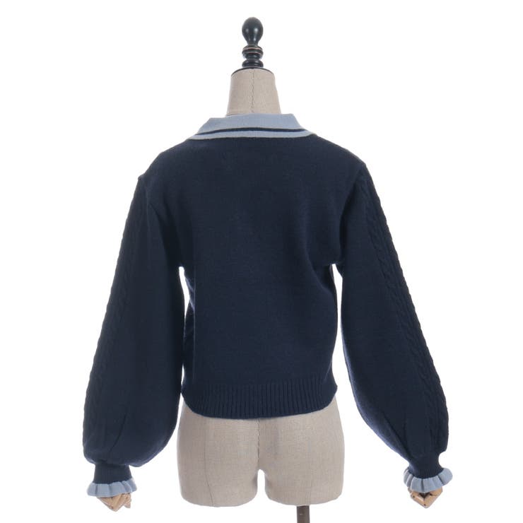 ＰＱ刺繍バイカラーポロニット | axes femme | 詳細画像19 