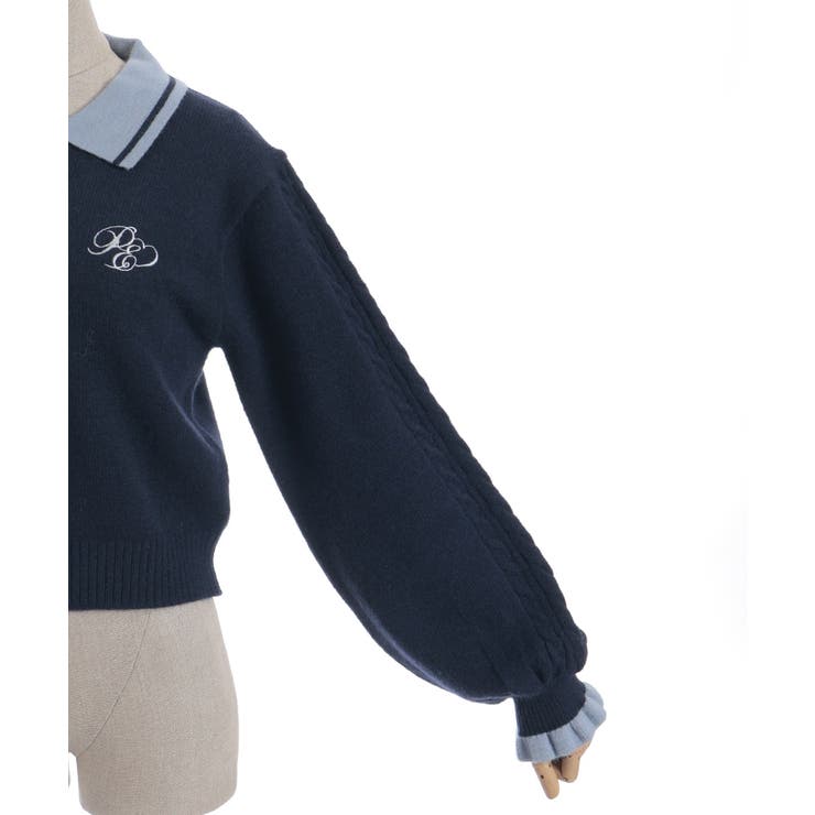 ＰＱ刺繍バイカラーポロニット | axes femme | 詳細画像23 