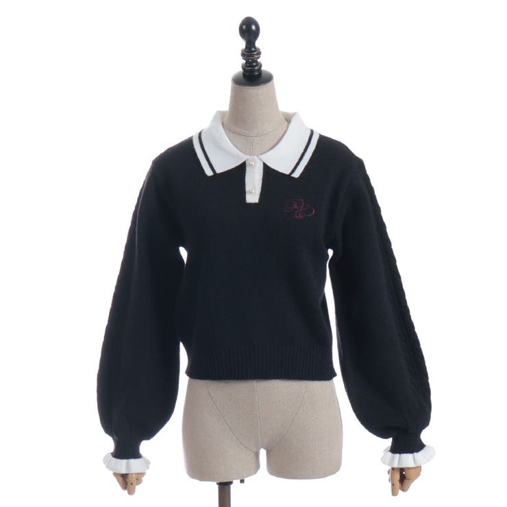 ＰＱ刺繍バイカラーポロニット | axes femme | 詳細画像24 