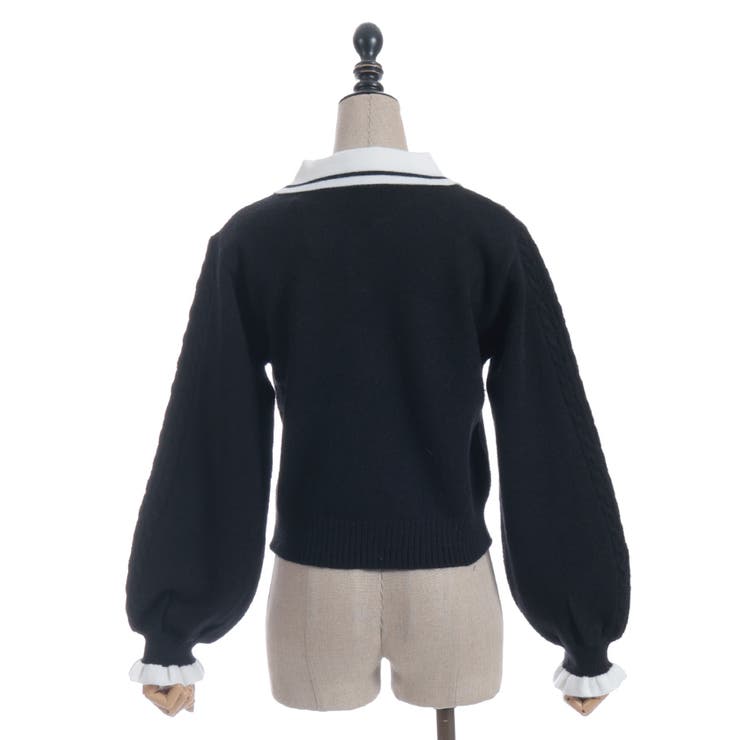 ＰＱ刺繍バイカラーポロニット | axes femme | 詳細画像26 