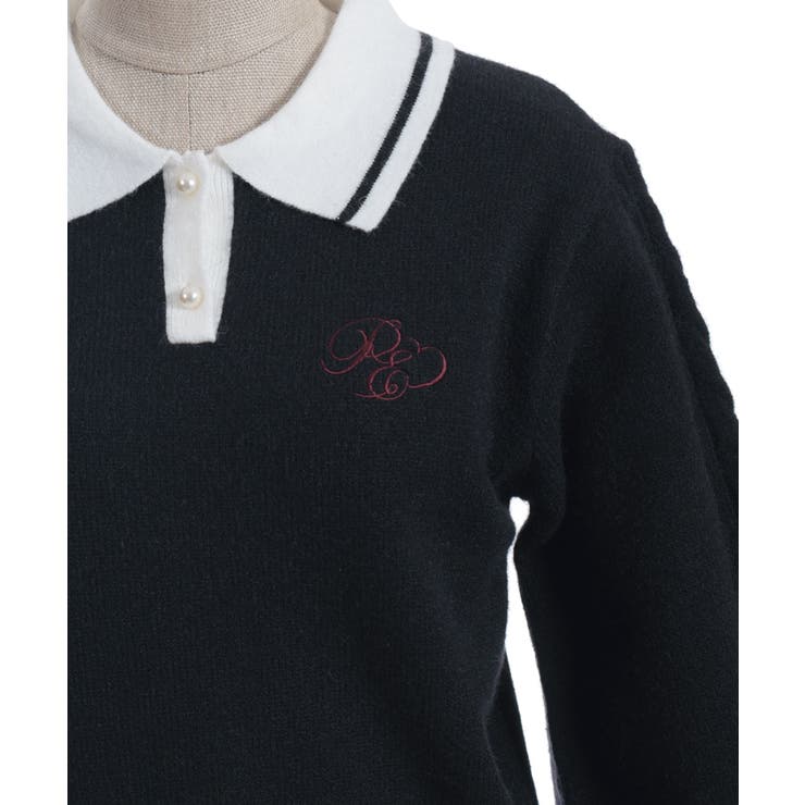 ＰＱ刺繍バイカラーポロニット | axes femme | 詳細画像27 