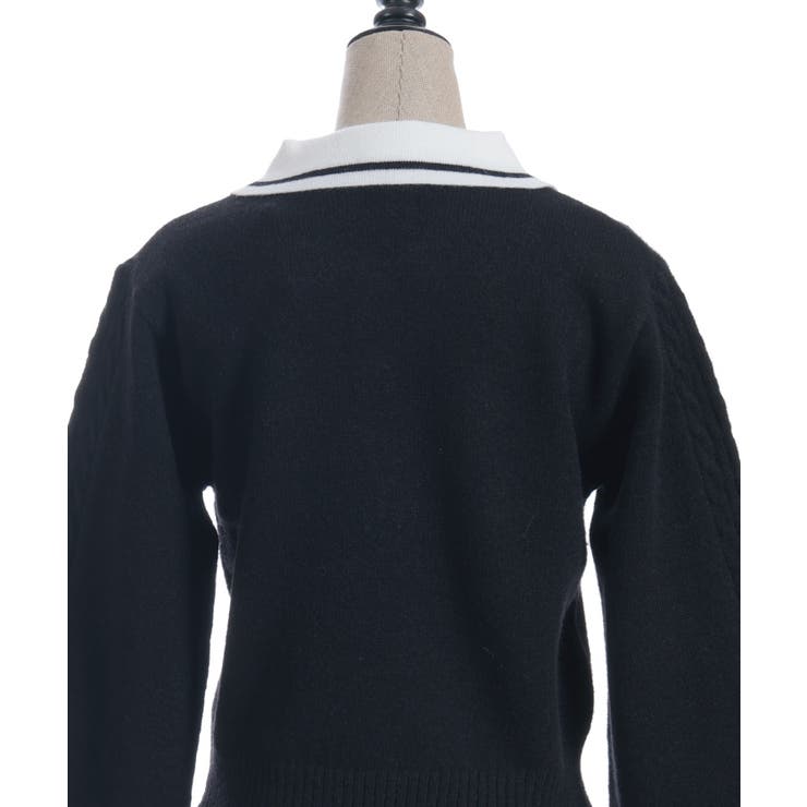 ＰＱ刺繍バイカラーポロニット | axes femme | 詳細画像29 