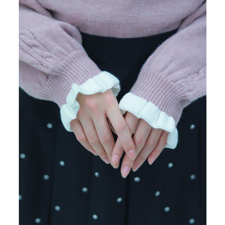 ＰＱ刺繍バイカラーポロニット | axes femme | 詳細画像5 