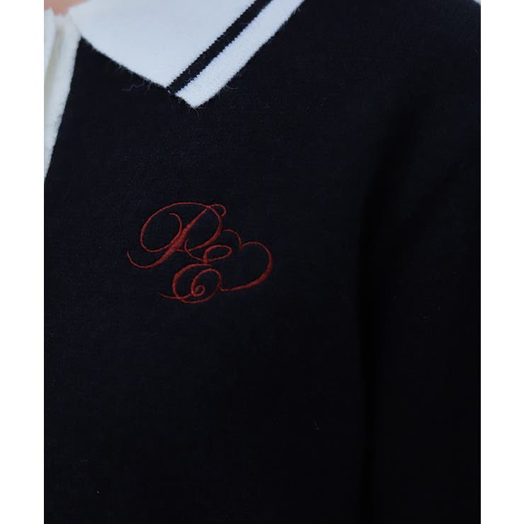 ＰＱ刺繍バイカラーポロニット | axes femme | 詳細画像9 