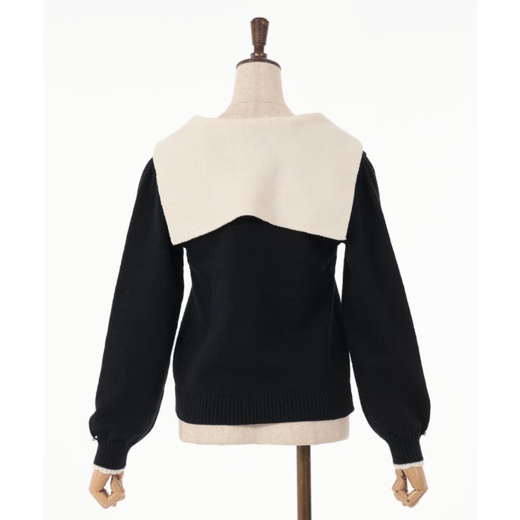 新品❤️ANEWブラック XL ジップアップセーター AsheKsha ニット セーター ショート丈メッシュニットトップス
