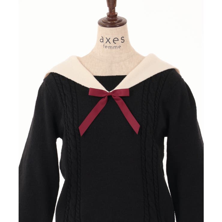 ブローチ付セーラーニット[品番：IGAW0004518]｜axes femme