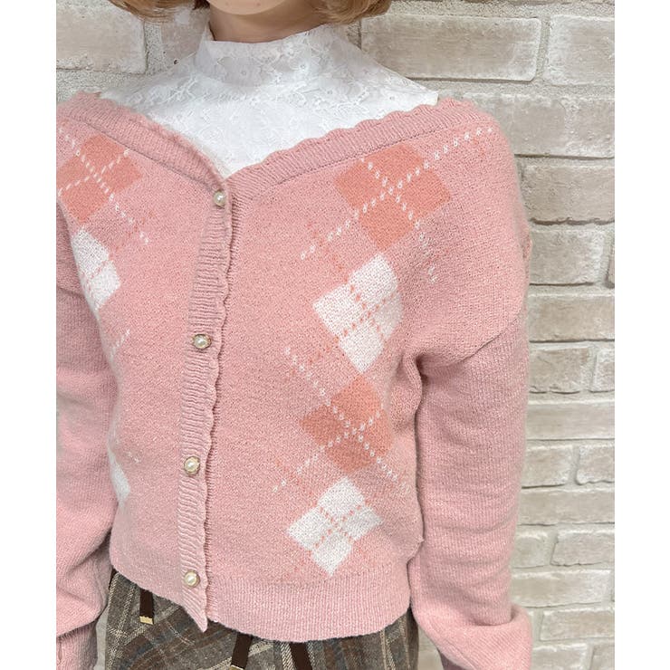 レイヤード風アーガイルニット | axes femme | 詳細画像13 