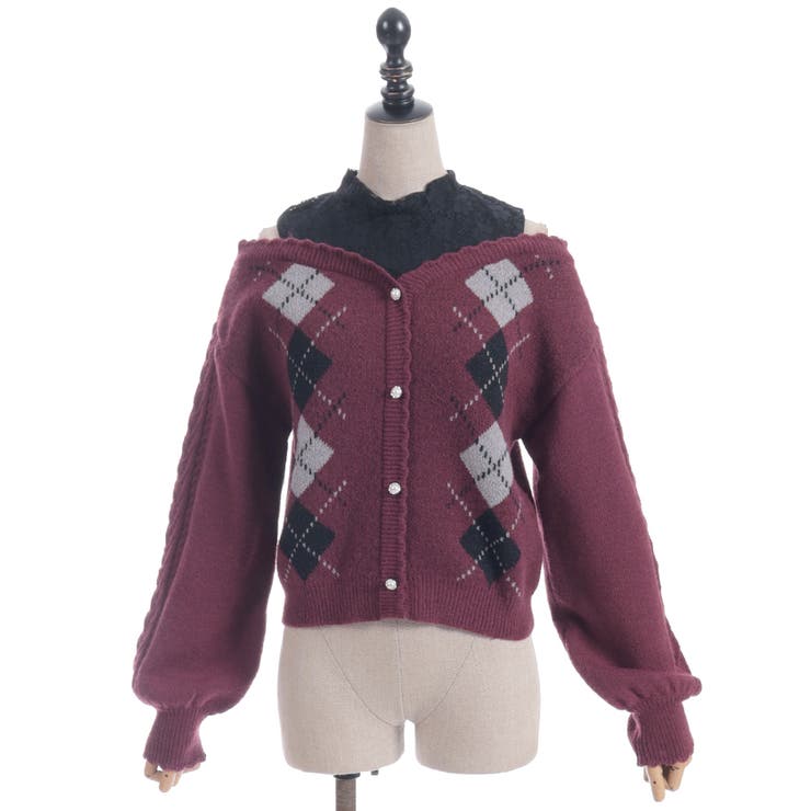 レイヤード風アーガイルニット | axes femme | 詳細画像15 