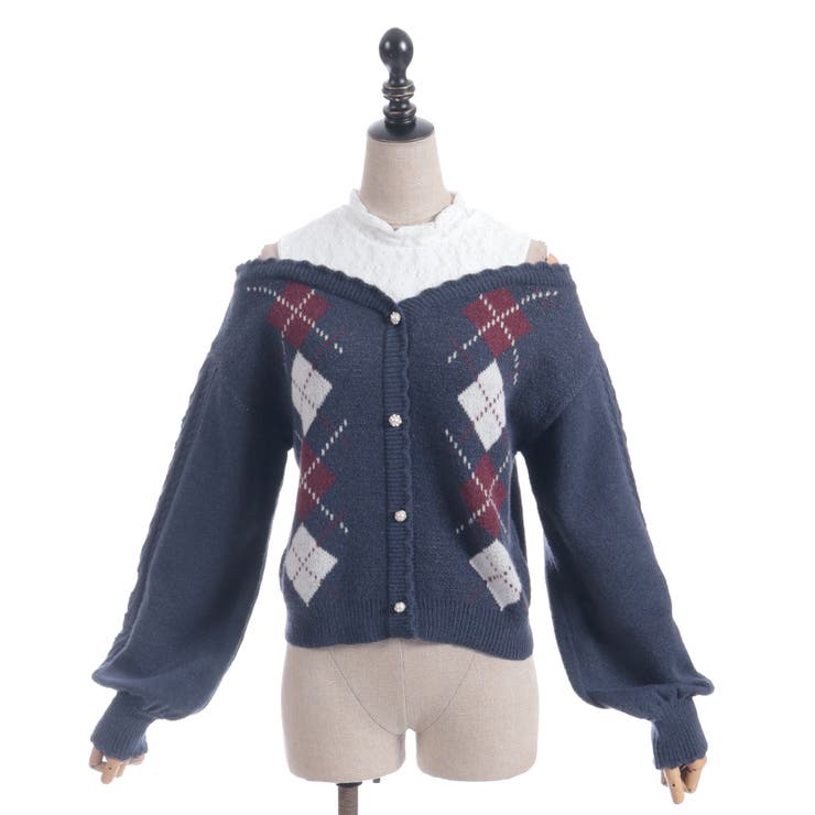 レイヤード風アーガイルニット | axes femme | 詳細画像19 