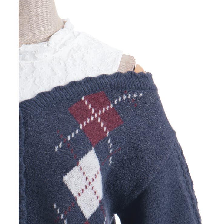 レイヤード風アーガイルニット | axes femme | 詳細画像23 