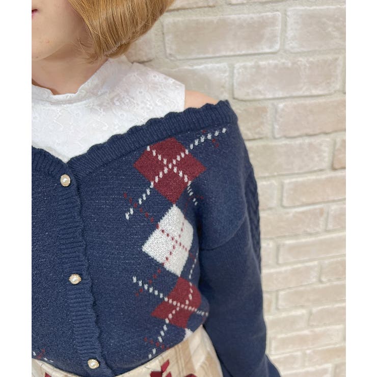 レイヤード風アーガイルニット | axes femme | 詳細画像6 