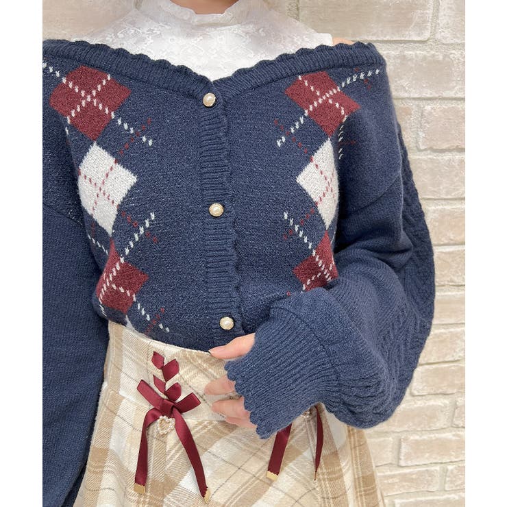 レイヤード風アーガイルニット | axes femme | 詳細画像7 